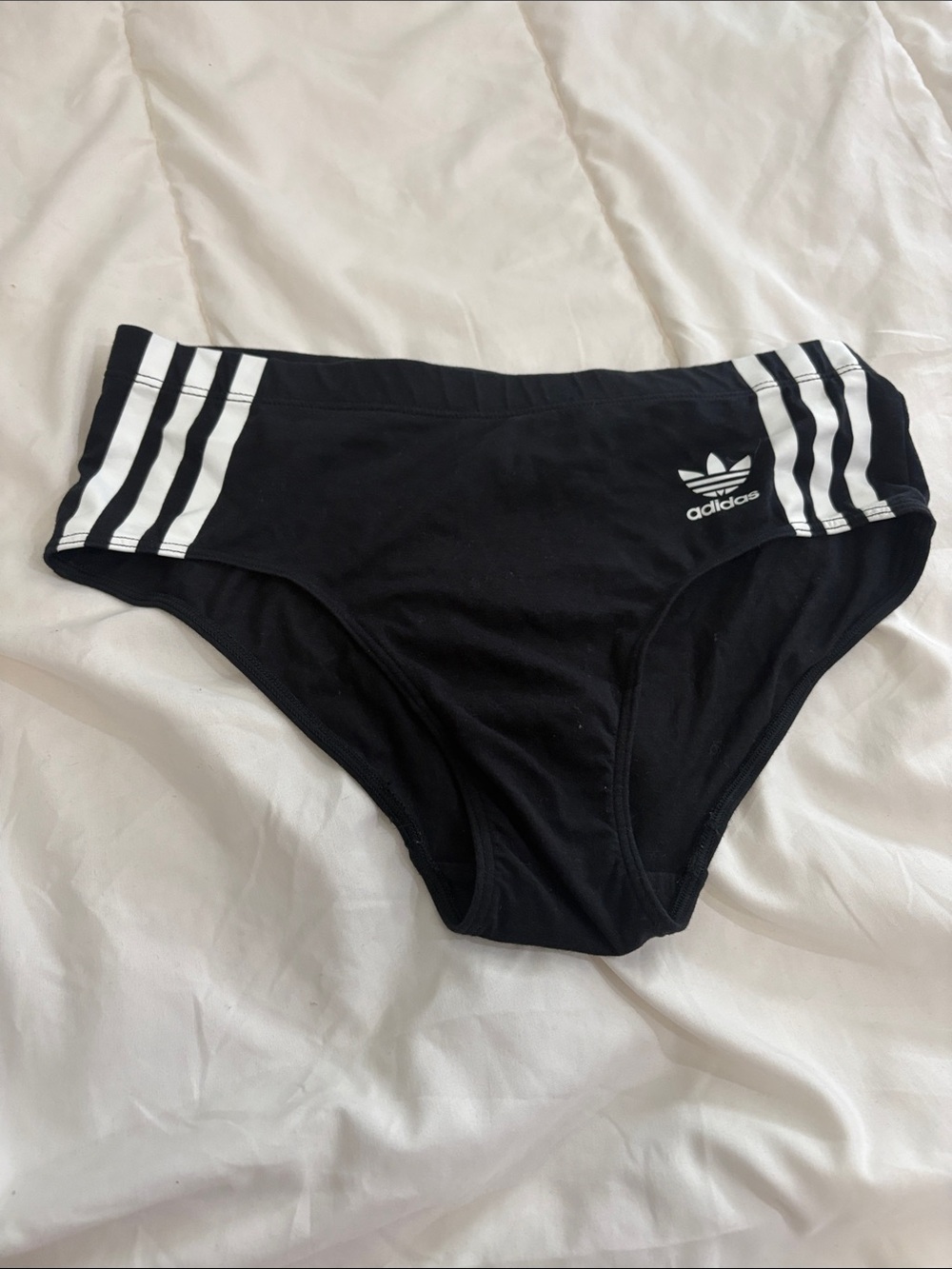 adidas Black Bikini Bottoms with White Stripes
